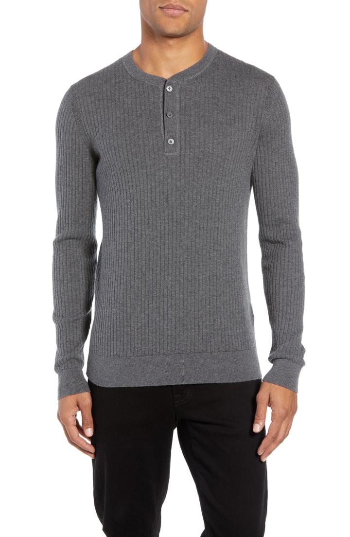 Men's Boss Erbi Slim Fit Henley - Grey