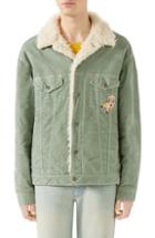 Men's Gucci Corduroy Western Jacket With Faux Shearling Lining