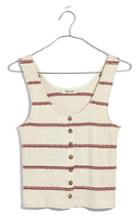 Women's Madewell Stripe Ribbed Button Front Tank - White