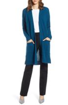 Petite Women's Halogen Rib Knit Wool & Cashmere Cardigan, Size P - Blue