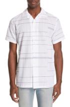 Men's Onia Embroidered Stripe Woven Shirt - White