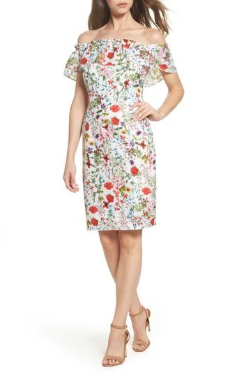 Women's Adrianna Papell Floral Off The Shoulder Dress - Ivory
