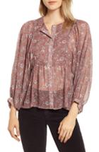 Women's Lucky Brand Floral Babydoll Top - Pink