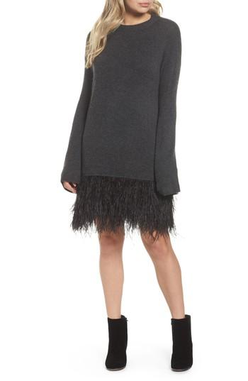 Women's Chelsea28 Feather Hem Sweatshirt Dress - Grey