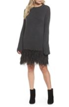 Women's Chelsea28 Feather Hem Sweatshirt Dress - Grey