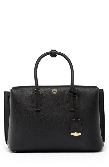 Mcm 'medium Milla' Leather Tote - Black