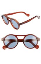 Women's Moncler 51mm Round Sunglasses - Transparent Red Brown/ Blue