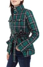 Women's J.crew Plaid Belted Puffer Jacket, Size - Red