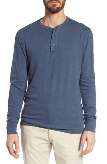 Men's Faherty Slub Cotton Henley - Blue