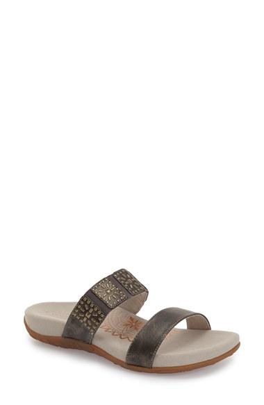 Women's Aetrex 'macy' Double Band Slide Sandal Eu - Metallic