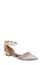Women's Badgley Mischka Vivien Crystal Embellished Open Flat M - Beige