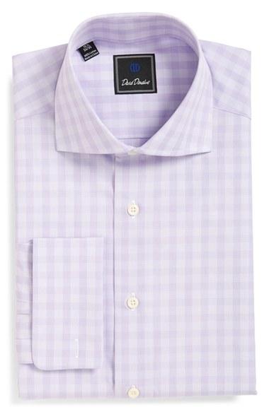 Men's David Donahue Regular Fit Check Dress Shirt 32/33 - Purple