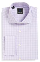Men's David Donahue Regular Fit Check Dress Shirt 32/33 - Purple