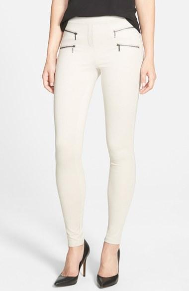Women's Nic+zoe Zip Detail Skinny Ponte Pants - Beige