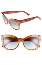 Women's Tom Ford Alistair 56mm Gradient Sunglasses - Blonde Havana / Gradient Blue