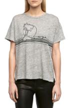 Women's Rag & Bone/jean Palm Embroidered Linen Tee, Size - Grey