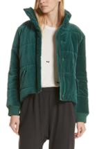 Women's The Great. The Quilted Velvet Puffer Coat - Green