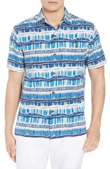 Men's Tommy Bahama Geo Surf Silk Blend Camp Shirt - Blue
