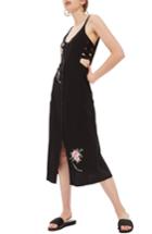 Women's Topshop Embroidered Lattice Slipdress Us (fits Like 0) - Black