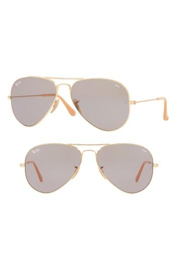 Women's Ray-ban 58mm Polarized Photochromic Aviator Sunglasses - Grey