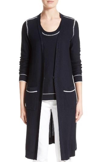 Women's St. John Collection Hand Beaded Birdseye Knit Cardigan