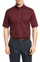 Men's Nordstrom Men's Shop Traditional Fit Short Sleeve Sport Shirt, Size - Burgundy