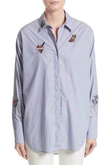 Women's Belstaff Shauna Applique Cotton Shirt Us / 44 It - White