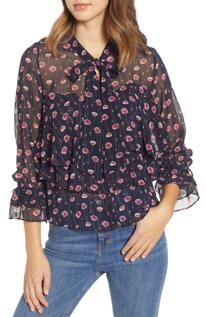 Women's Misa Los Angeles Jema Tie Neck Top - Black