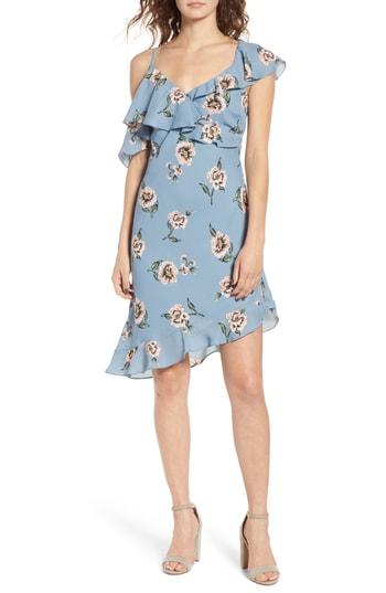 Women's Mimi Chica Asymmetrical Ruffle Dress - Blue