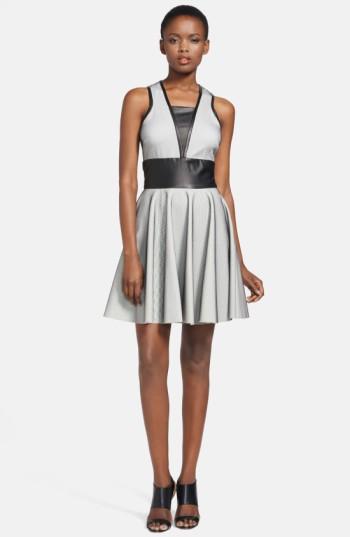 Women's Robert Rodriguez Bonded Leather & Mesh Dress