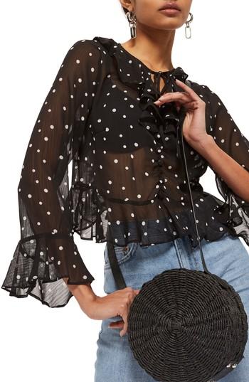 Women's Roxy Dot Ruffle Blouse Us (fits Like 0) - Black