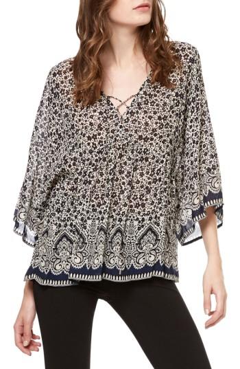 Women's Sanctuary Border Print Lace-up Top
