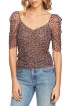 Women's 1.state Ditsy Drift Mesh Top, Size - Purple