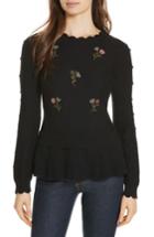Women's Kate Spade New York Embroidered Sweater, Size - Black