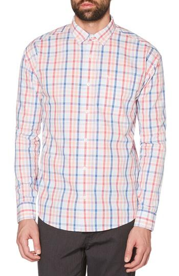 Men's Original Penguin P55 Space Dye Plaid Shirt - White