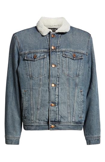 Men's Madewell Fleece Classic Jean Jacket, Size - Blue