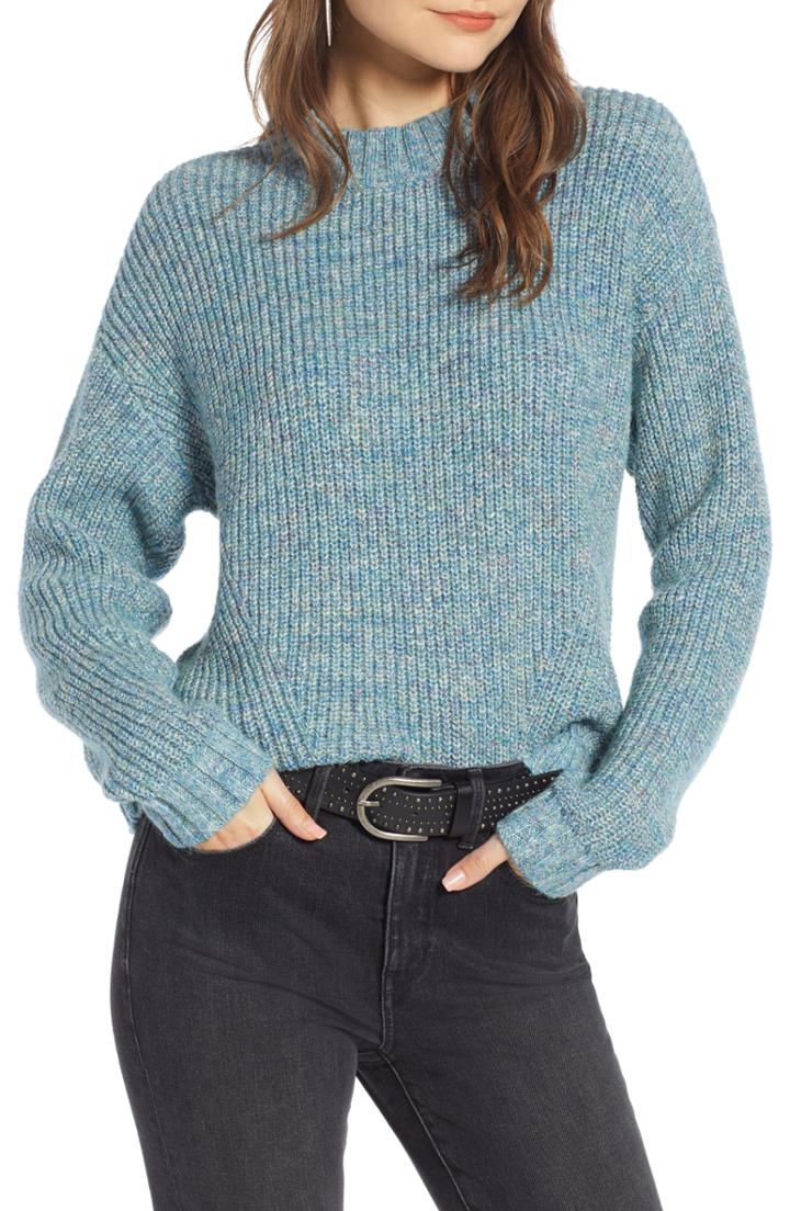 Women's Treasure & Bond Space Dye Shaker Stitch Cotton Blend Sweater - Blue