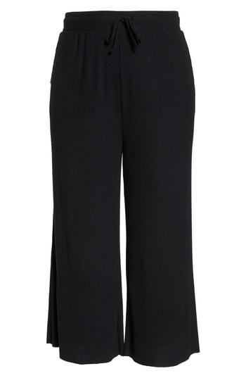 Women's Bp. Ribbed Wide Leg Crop Pants - Black