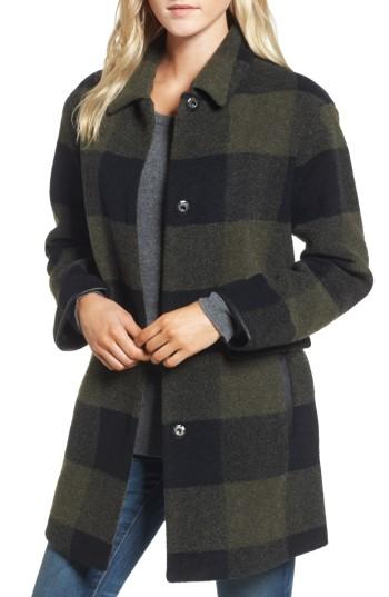 Women's Pendleton Paul Bunyan Plaid Wool Blend Barn Coat - Green