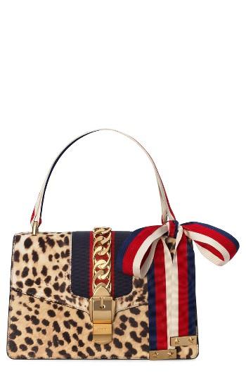 Gucci Small Sylvie Genuine Calf Hair Top Handle Bag - White