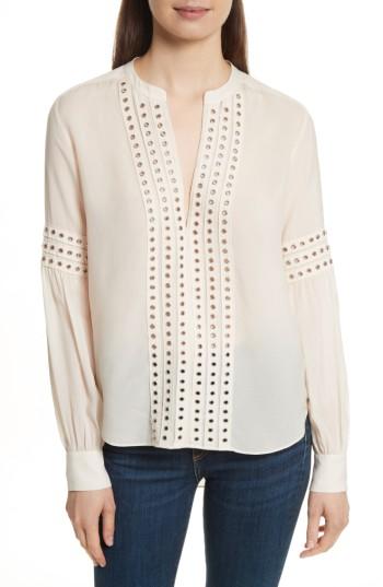 Women's Veronica Beard Willa Eyelet Trim Blouse - White