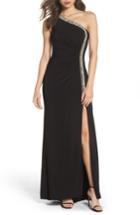 Women's Vince Camuto Crystal Trim One-shoulder Gown - Black