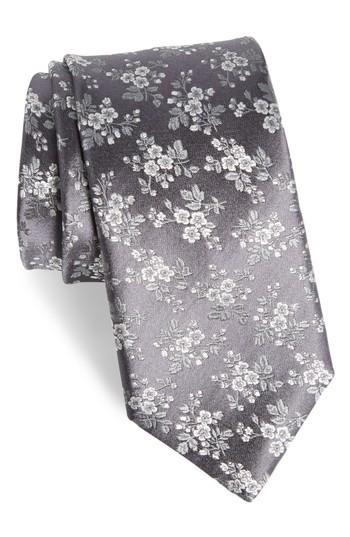 Men's Canali Floral Silk Tie, Size - Grey
