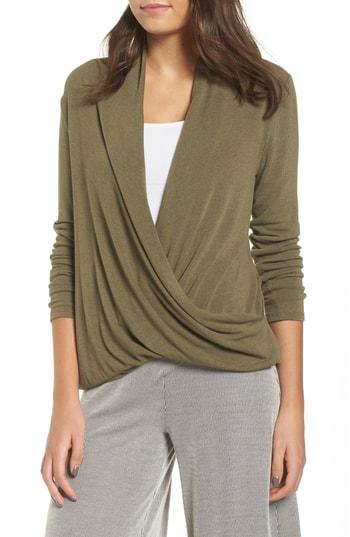 Women's All In Favor Knit Surplice Top - Green