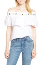 Women's J.crew Hoax Off The Shoulder Cotton Poplin Top, Size - White