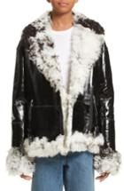 Women's Sandy Liang Bowery Genuine Shearling Moto Jacket Us / 40 Fr - Black