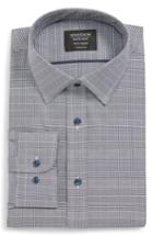 Men's Nordstrom Men's Shop Tech-smart Traditional Fit Stretch Plaid Dress Shirt .5 34/35 - Blue