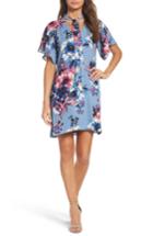 Petite Women's Charles Henry Tie Neck Shift Dress P - Blue