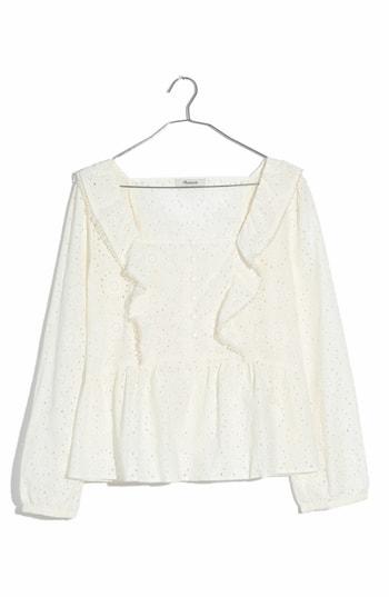 Women's Madewell Eyelet Pompom Top - Ivory