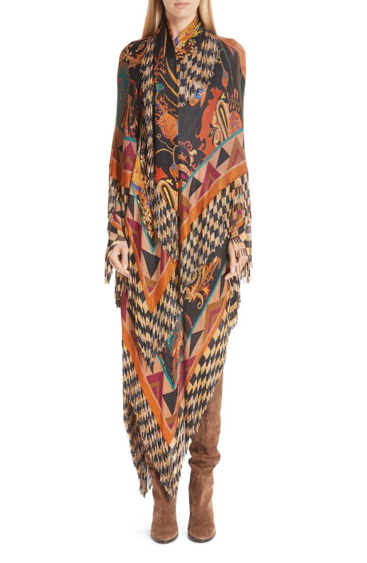 Women's Etro Mixed Print Fringe Knit Dress